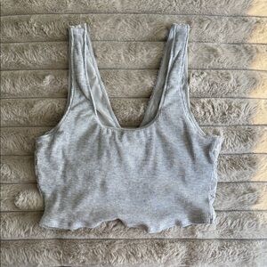 Gray Ribbed Women's Cropped Top